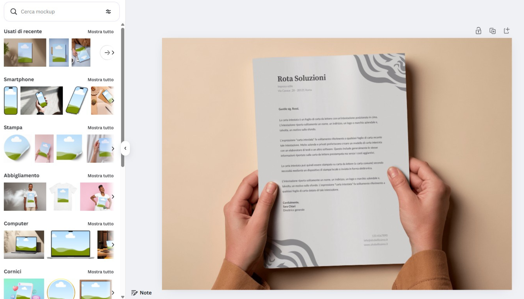 Anteprima mockup carta intestata