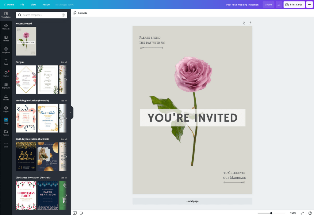 How to make a wedding invitation - Canva