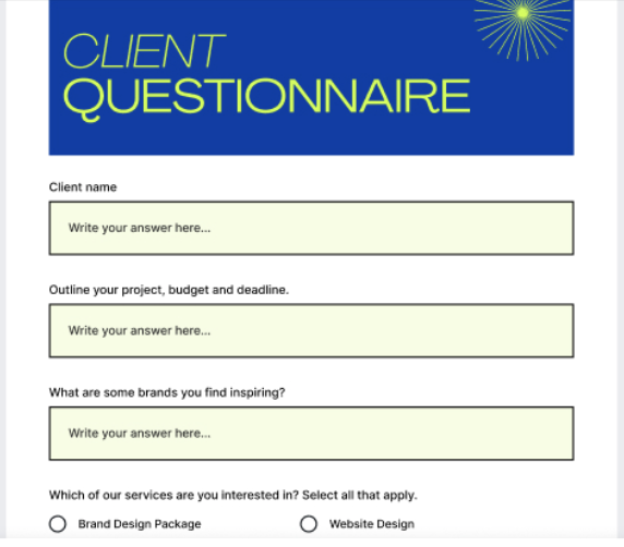 Create Questionnaires Hero Banner