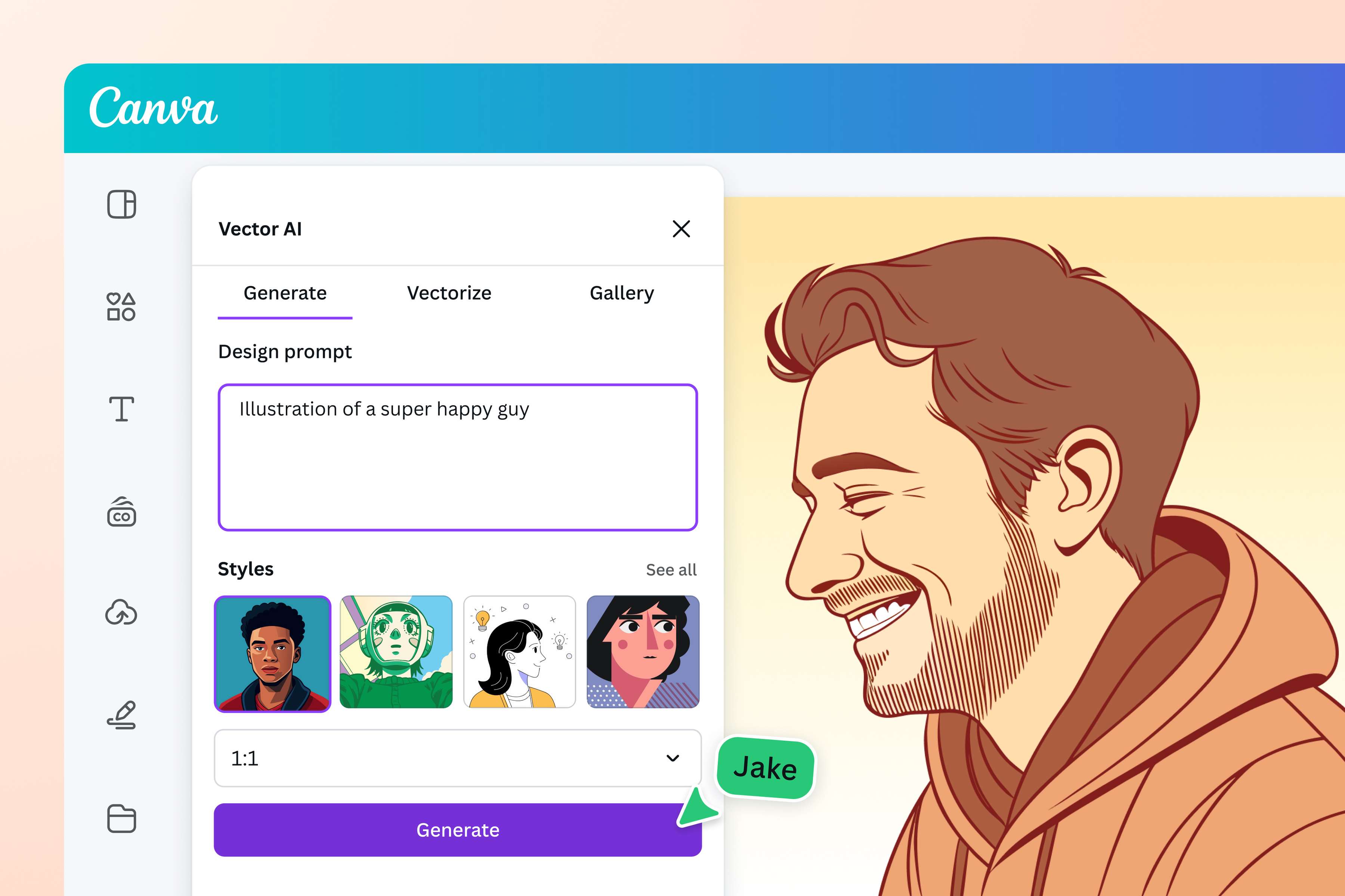 Generate an AI vector from scratch