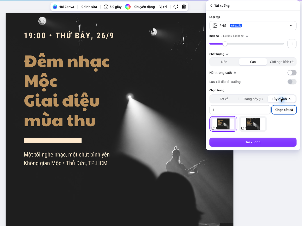Chuyển đổi dễ dàng Chọn bảng vẽ thiết kế âm nhạc để xuất ảnh PNG