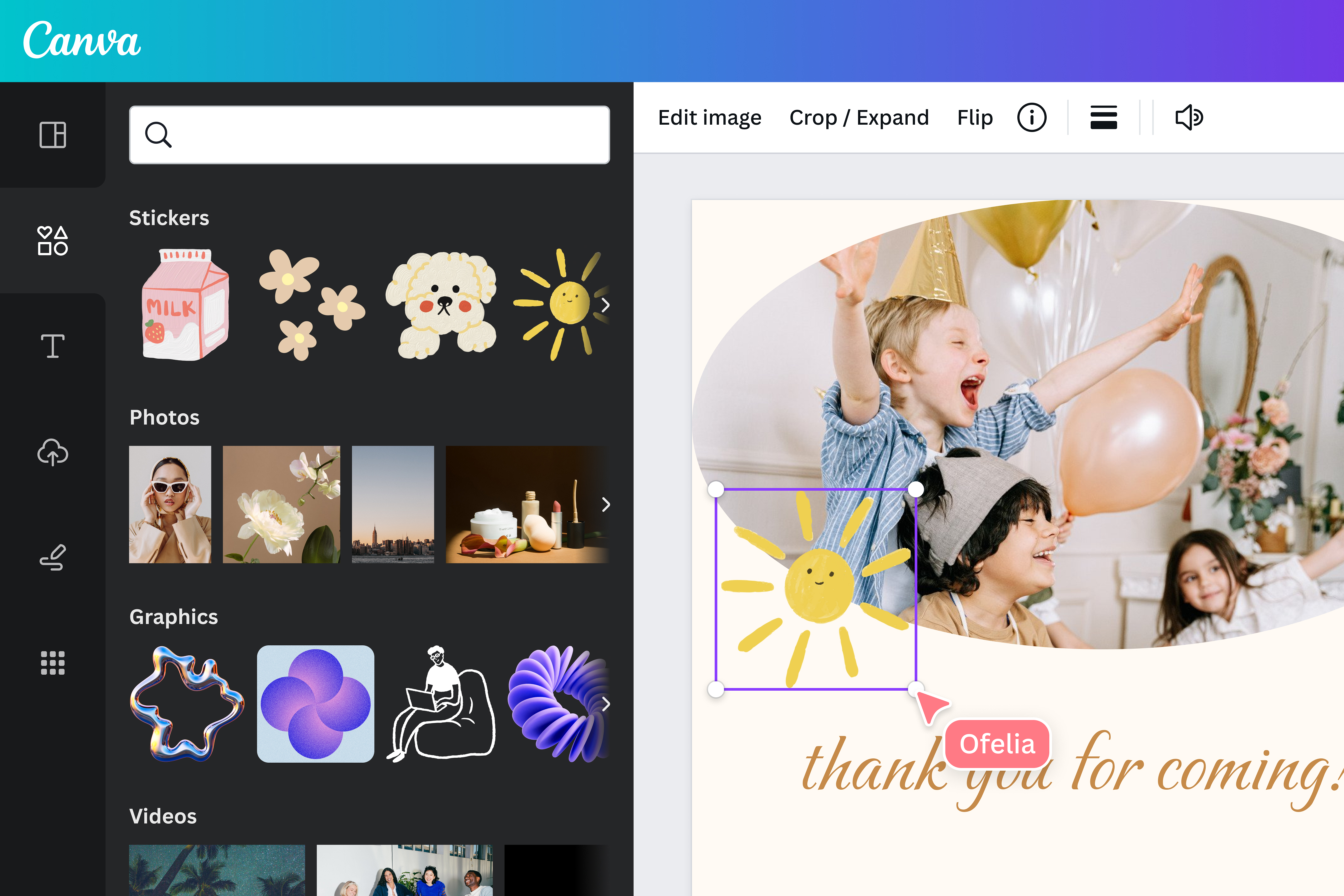Add stickers and other elements to your photo