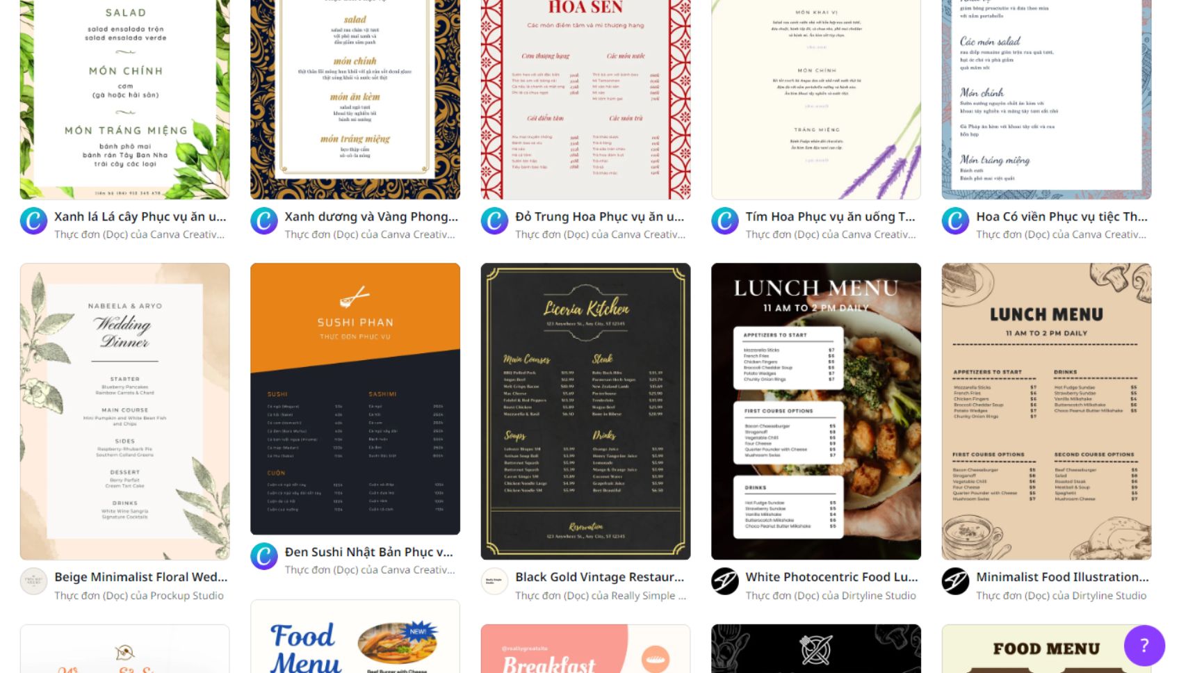 thiết kế menu quán ăn vặt