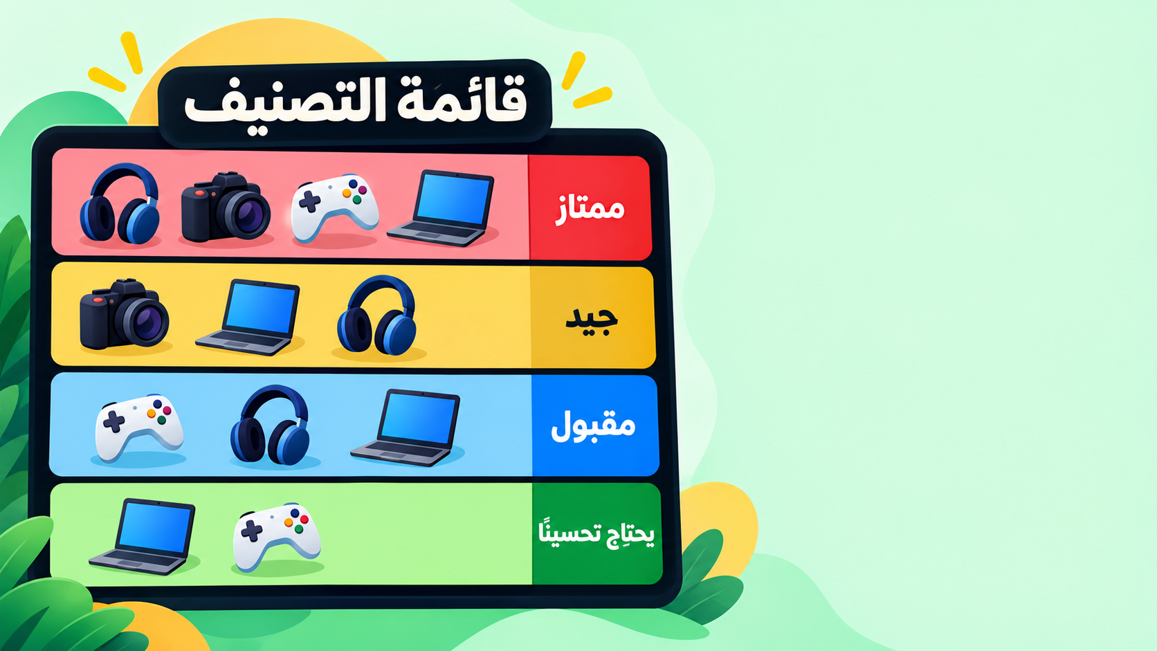 تصميم تير ليست وقائمة تصنيف
