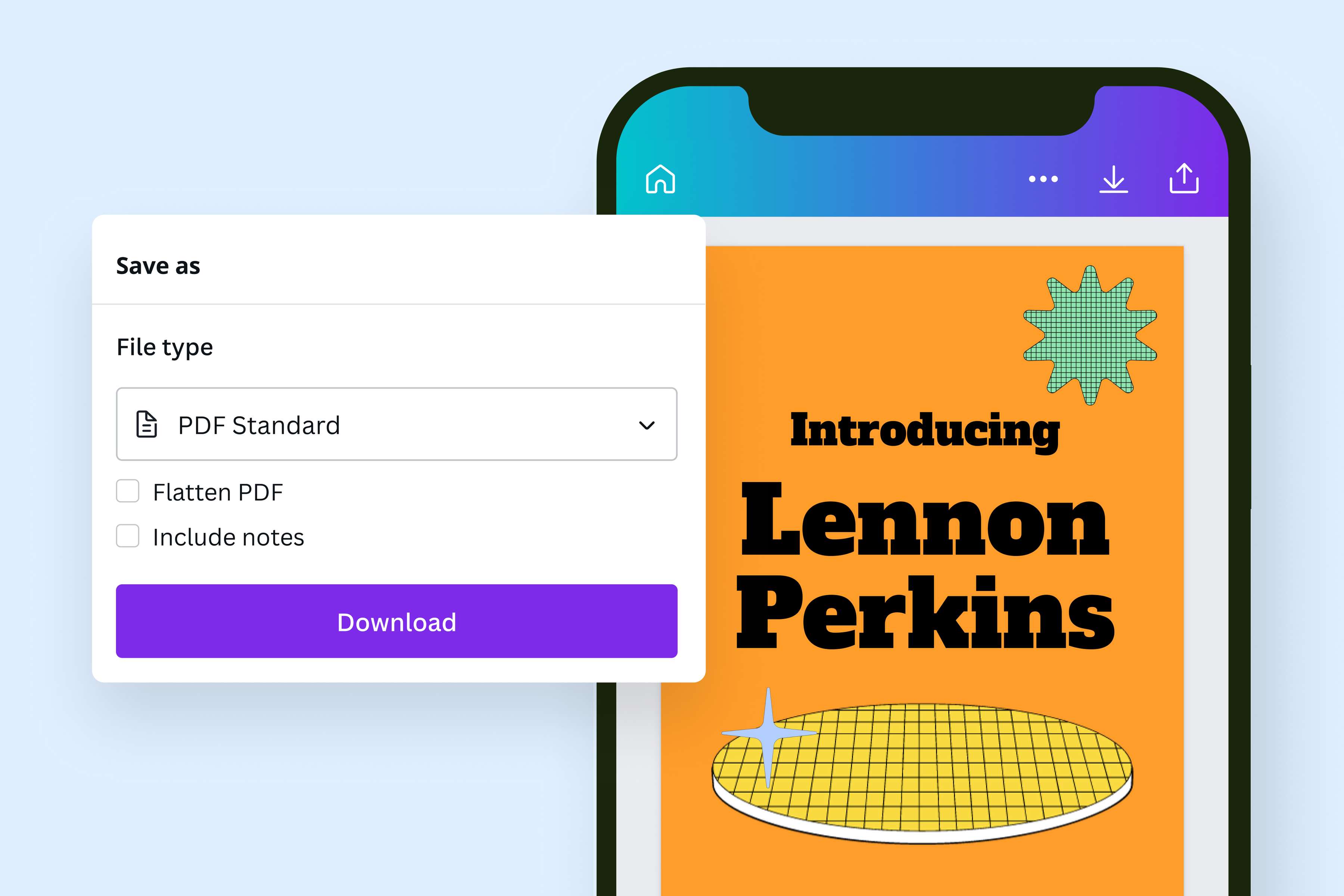 Download your PPT to a PDF file on your mobile device