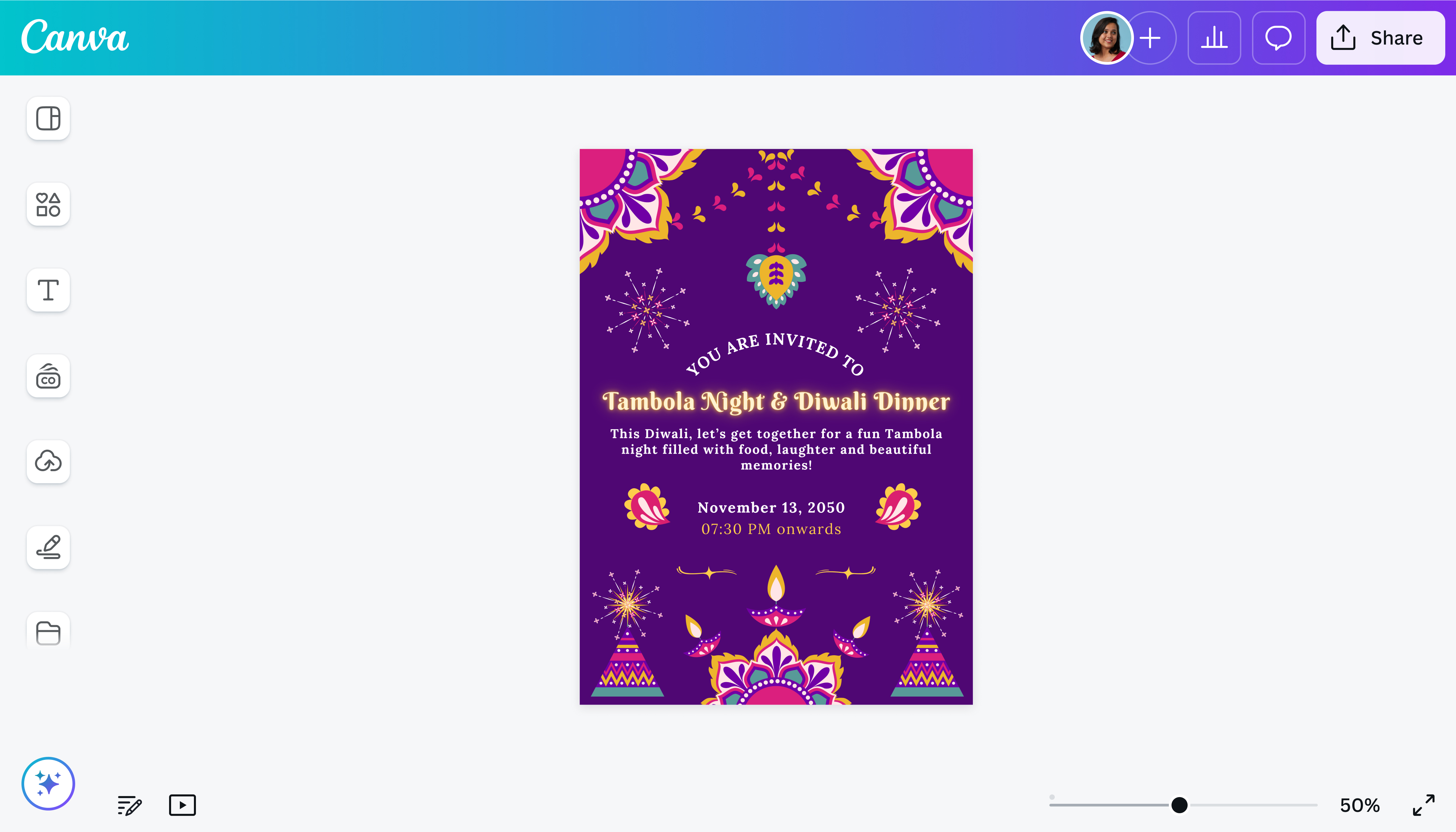 Create Diwali Invitation Cards Lead