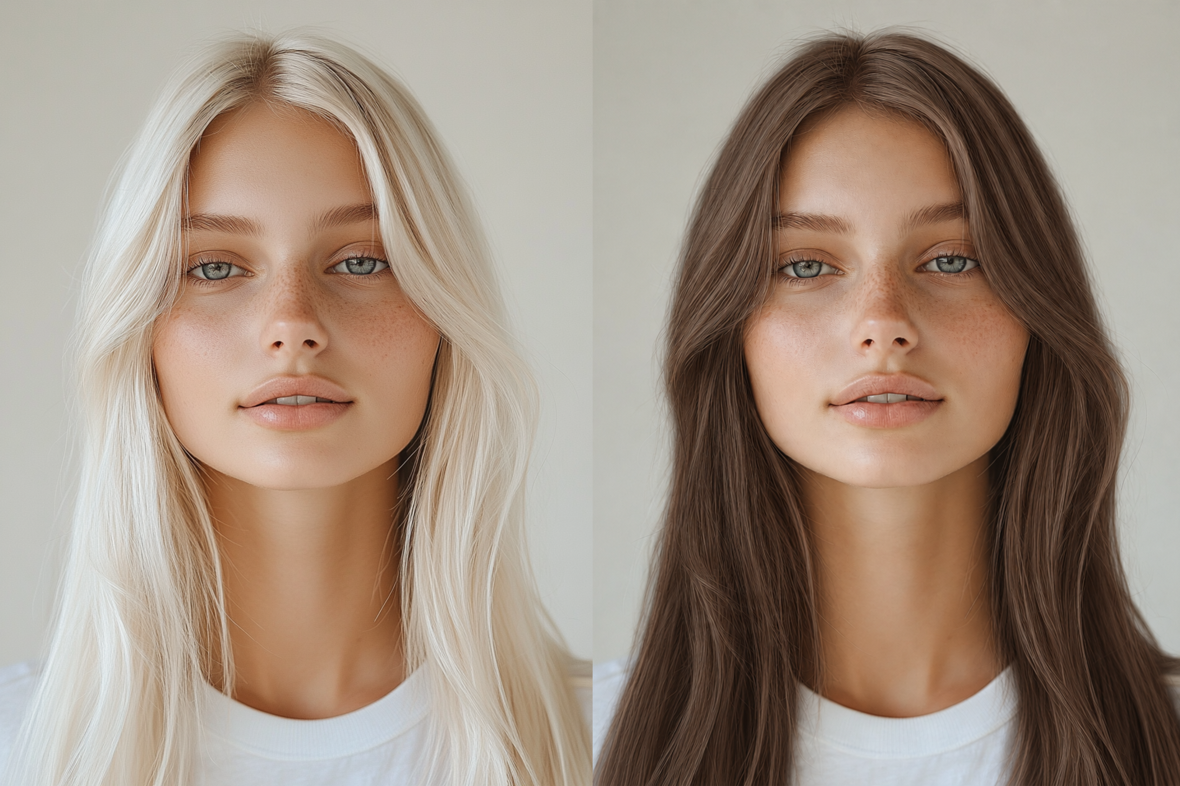 Simulazione di capelli bianchi o grigi su una foto