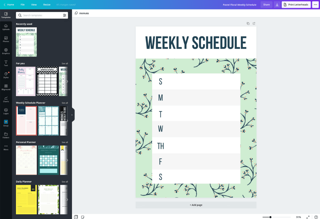 Minimalistische revisie tijdschema afdrukbare set | Studierooster | Wekelijks tijdschema | Agenda per uur | A4-, A5- en Letter-formaten | Direct downloaden - België