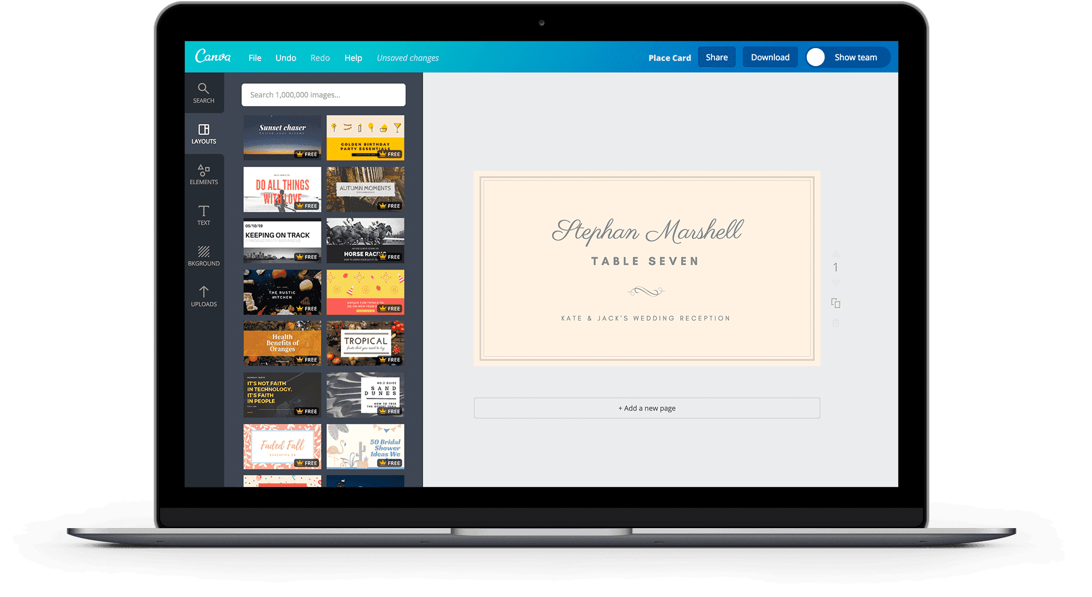 Place Card Landing Page