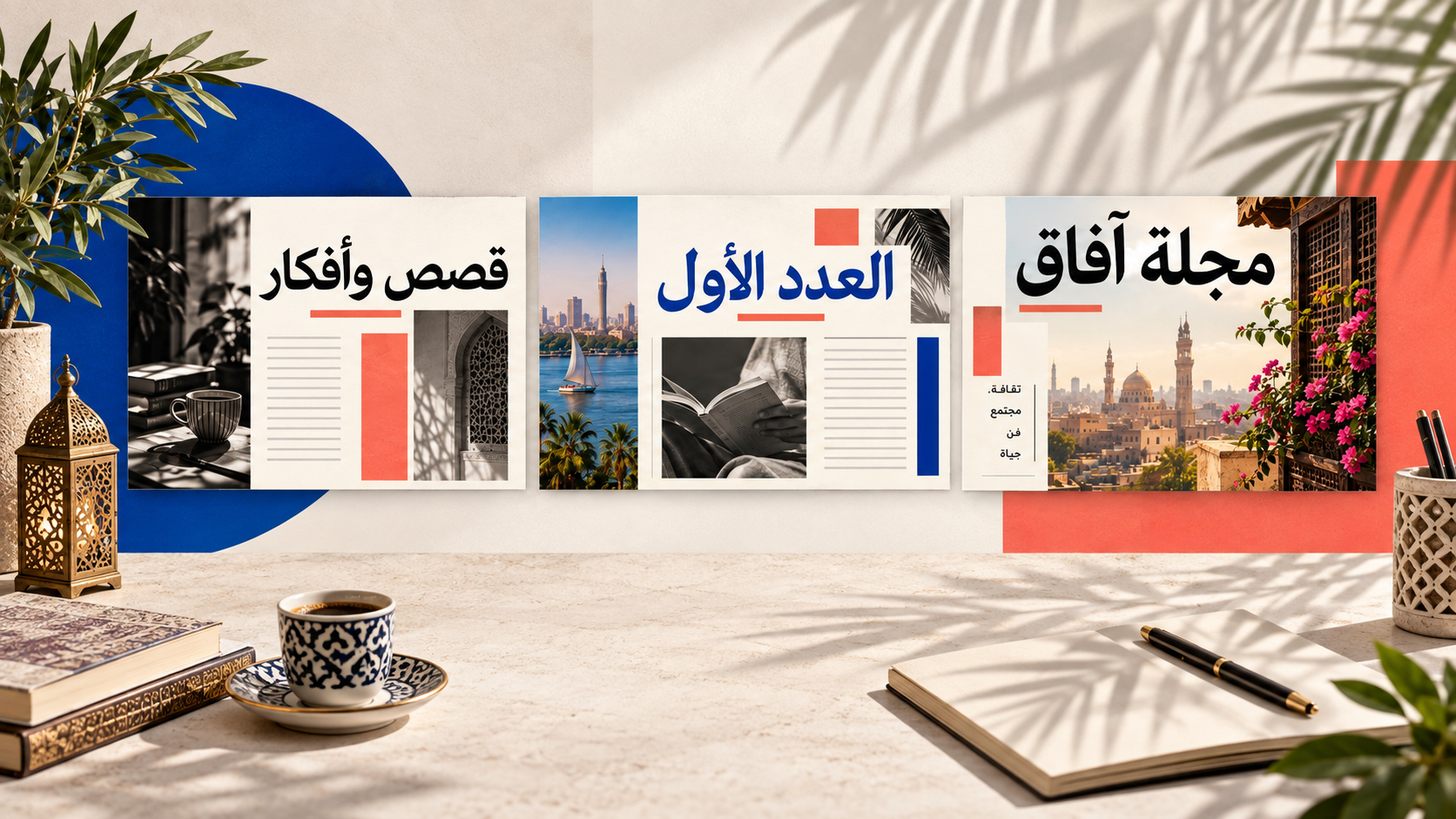 تصميم مجلة بالعربية صفحات مجلة عربية بتخطيط تحريري وصور