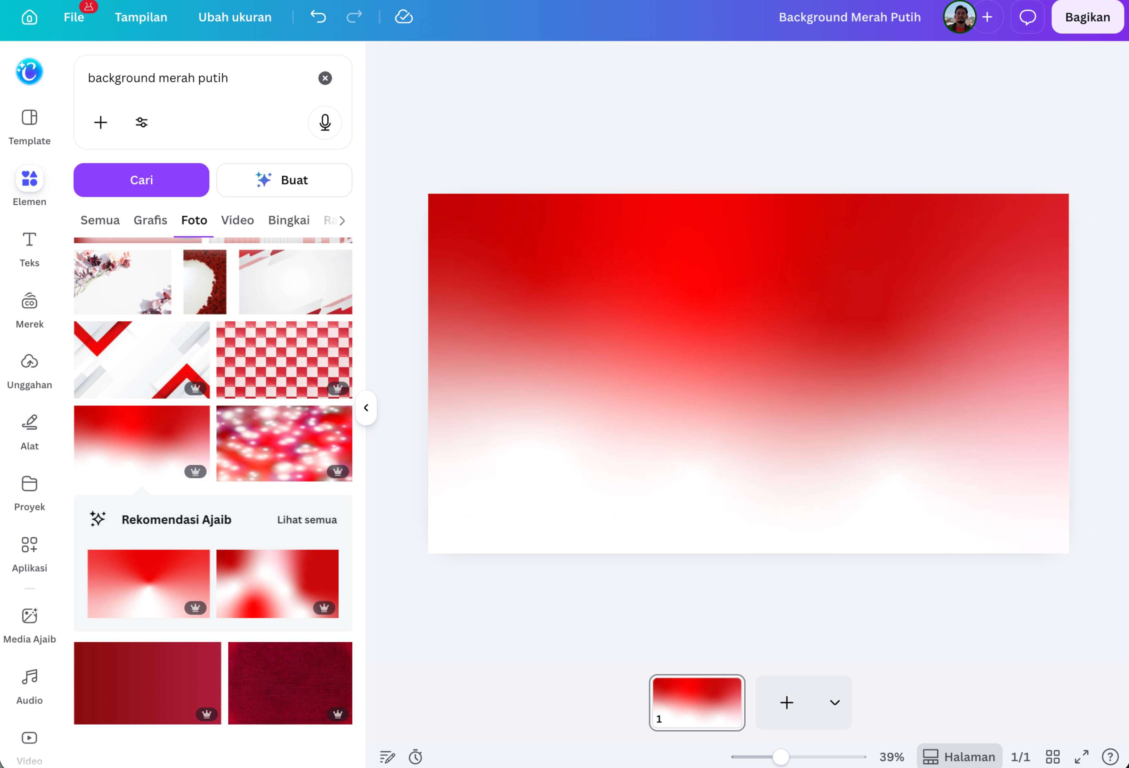 Cara buat desain dengan background merah putih