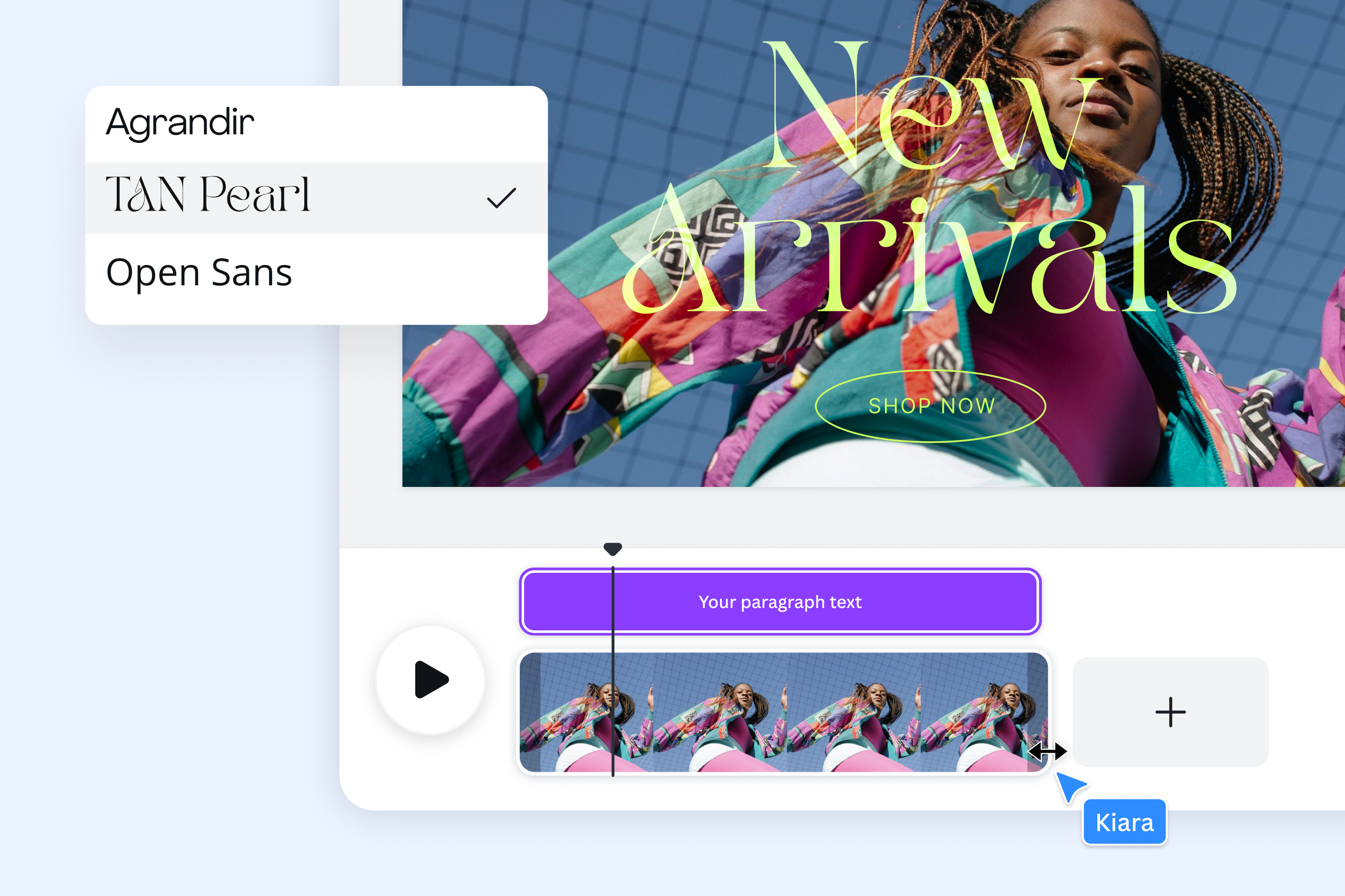 Option texte pour ajouter du texte aux vidéos redimensionnées au format vidéo d'Instagram