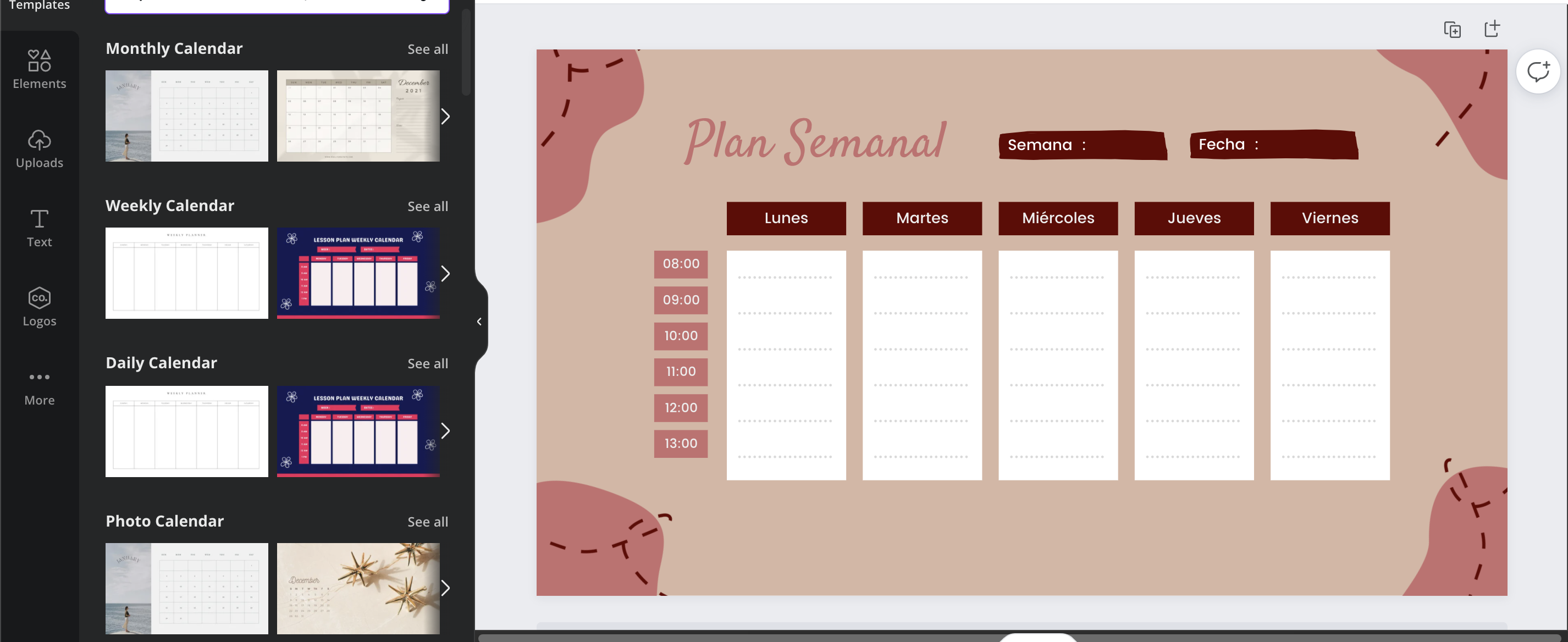 Cómo diseñar horarios de clase - Canva
