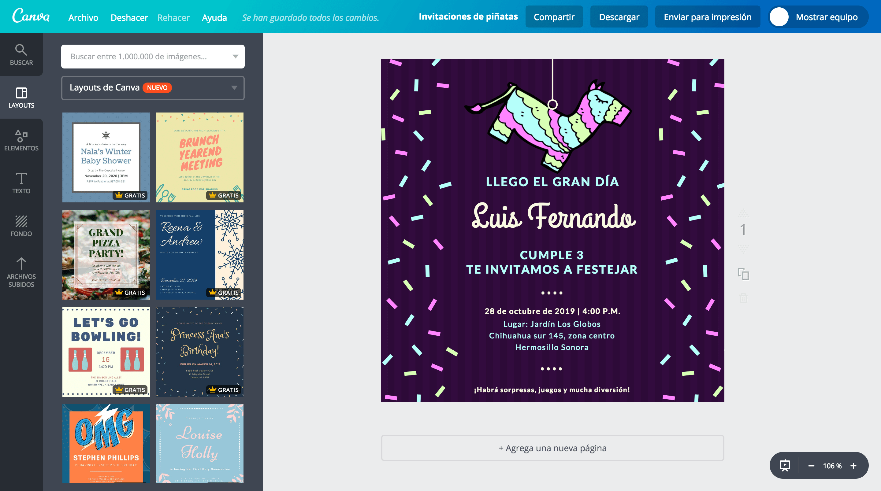 Invitaciones de piñatas