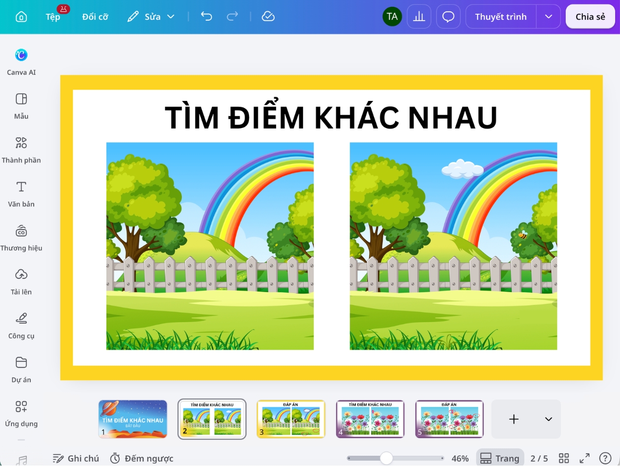 Tự tạo game tìm điểm khác nhau Tự tạo game tìm điểm khác nhau