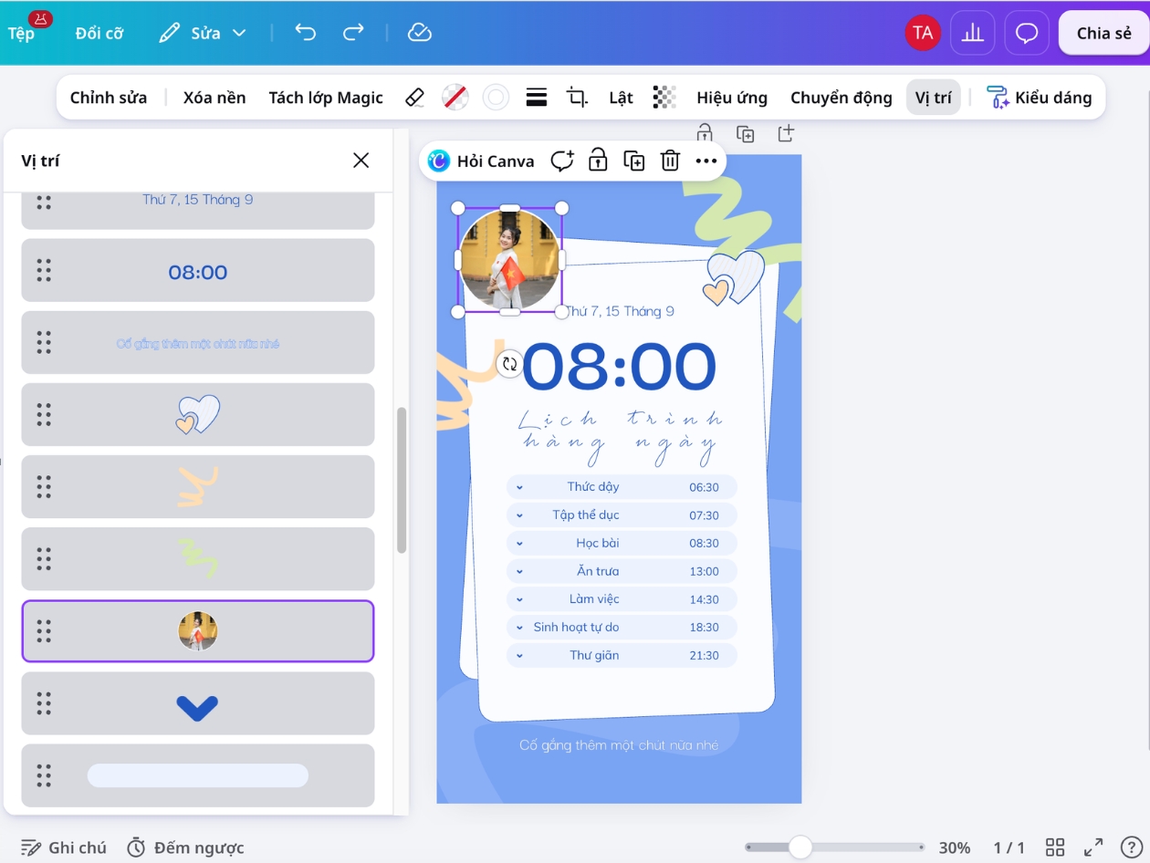 Cá nhân hóa hình nền xanh dương trên Canva Hình nền xanh dương được cá nhân hóa bằng ảnh, chữ và chi tiết trang trí
