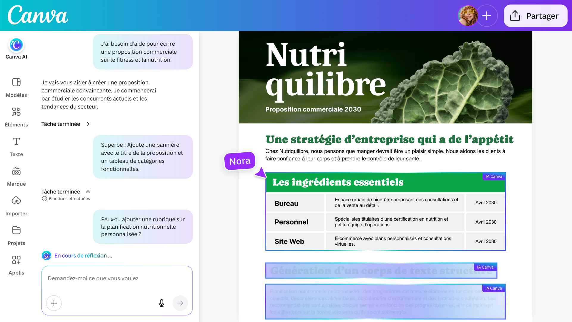 Image showing how Canva AI works with you in Docs