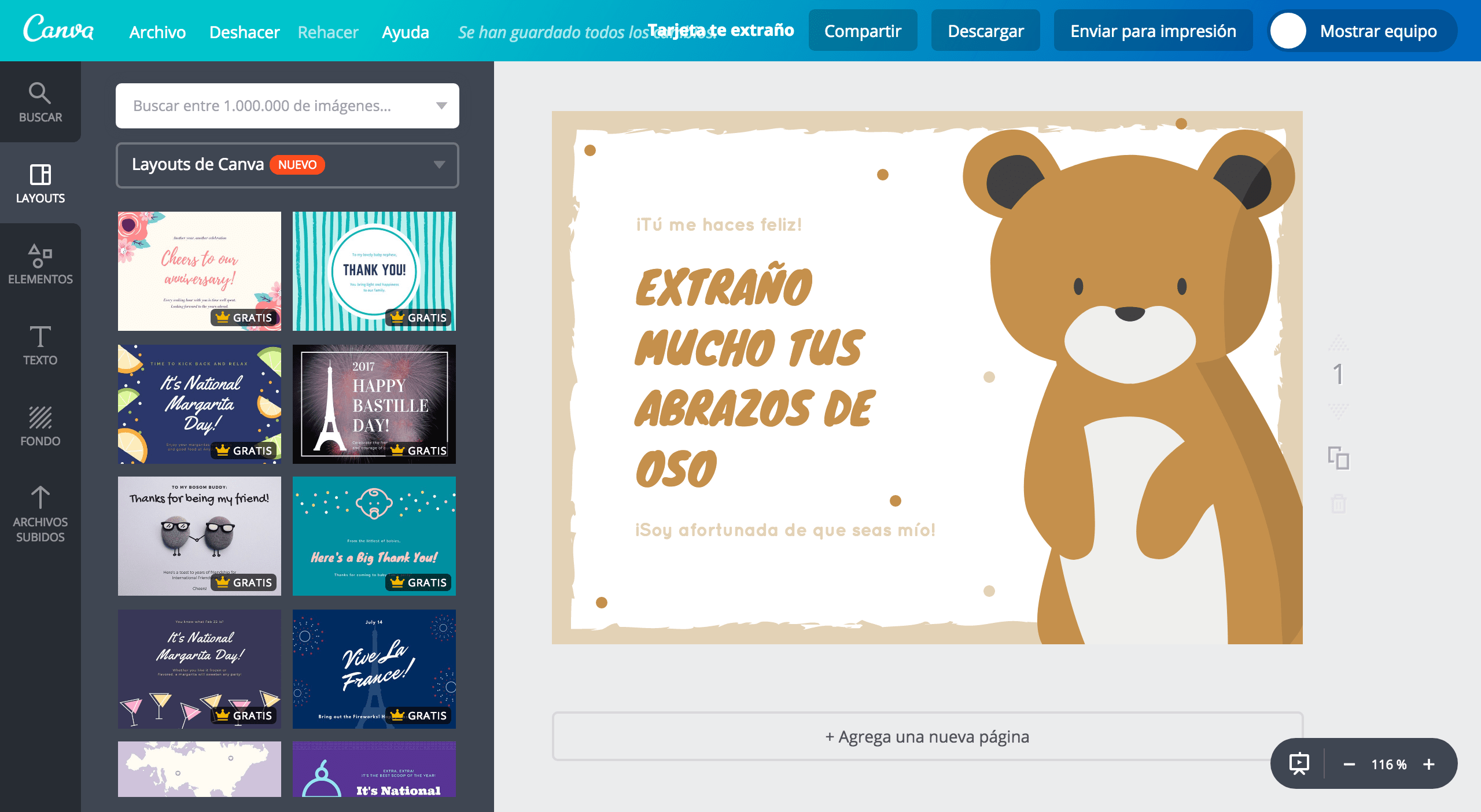Tarjetas de Te extraño Tarjetas de Te extraño