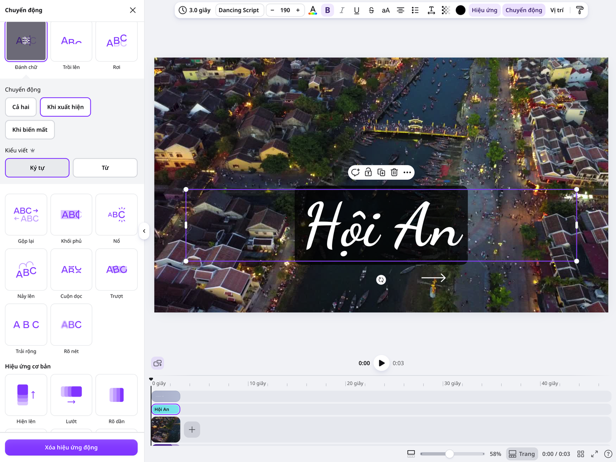 Tạo điểm nhấn bằng chuyển động của chữ