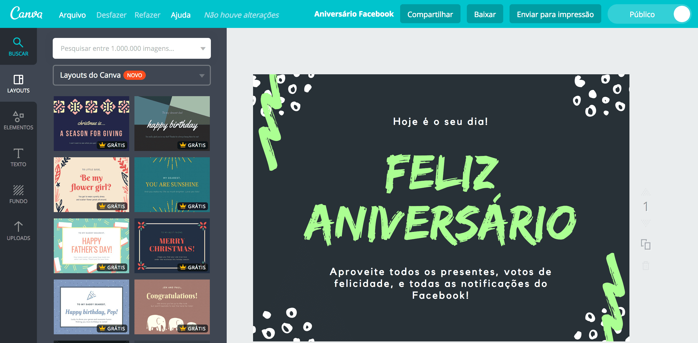 Cartão de aniversário para Facebook Cartão de aniversário para Facebook