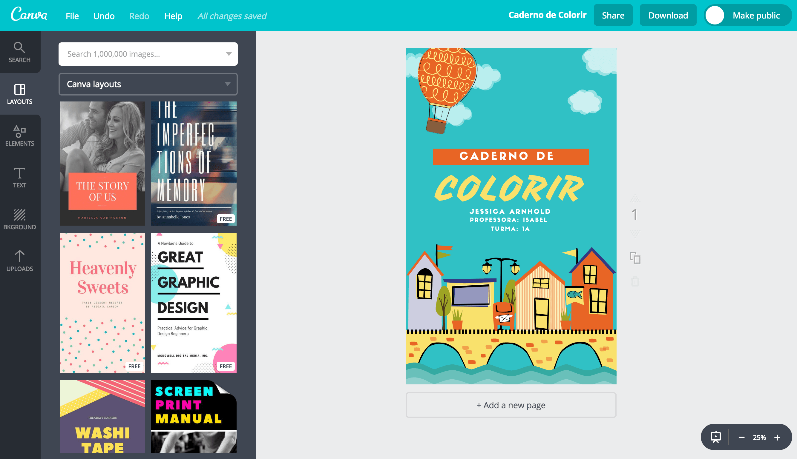 Capa de caderno para colorir