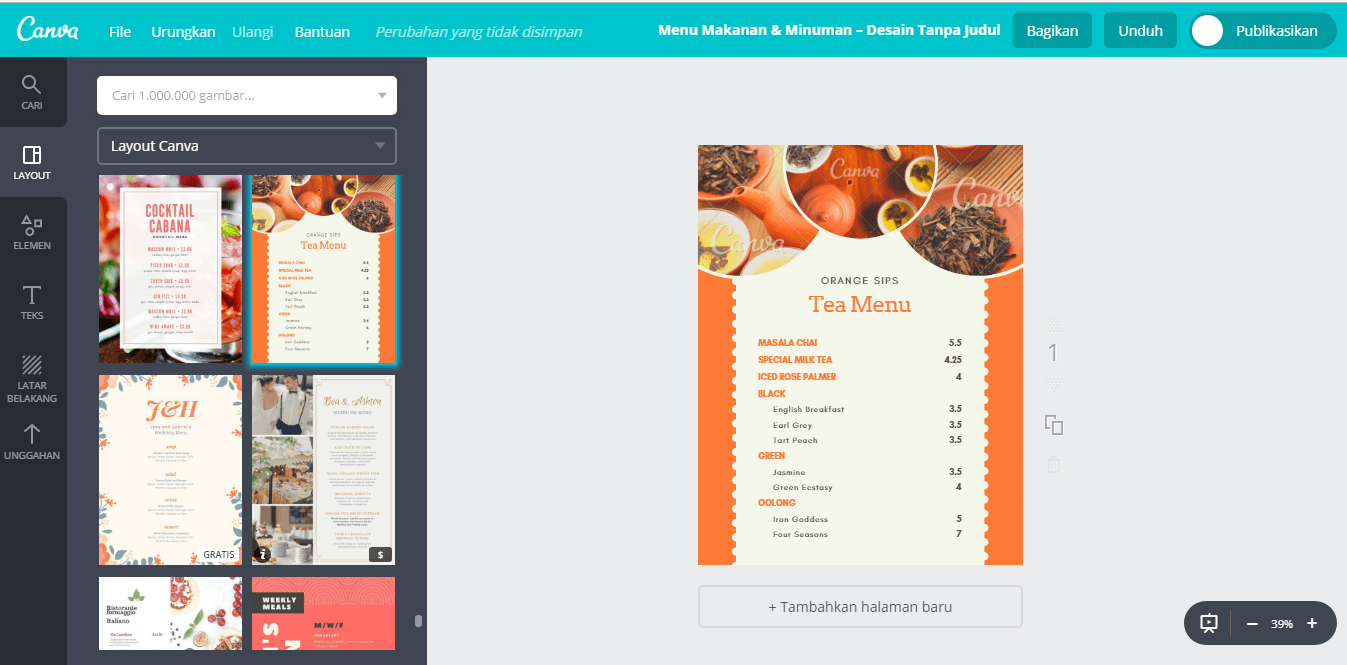 desain Menu Makanan Sehat