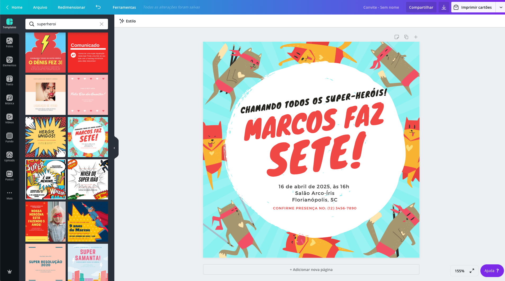 Convite de super-heróis Convite de super-heróis