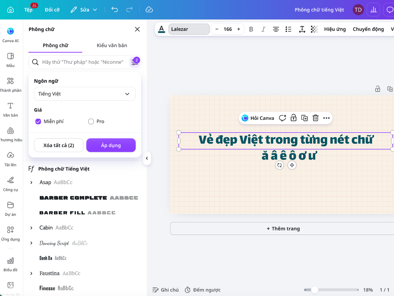 Lọc font tiếng Việt theo nhu cầu và gói Canva Lọc font tiếng Việt theo nhu cầu và gói Canva