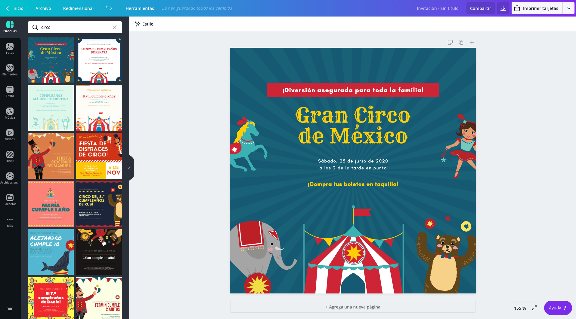 Invitaciones circenses