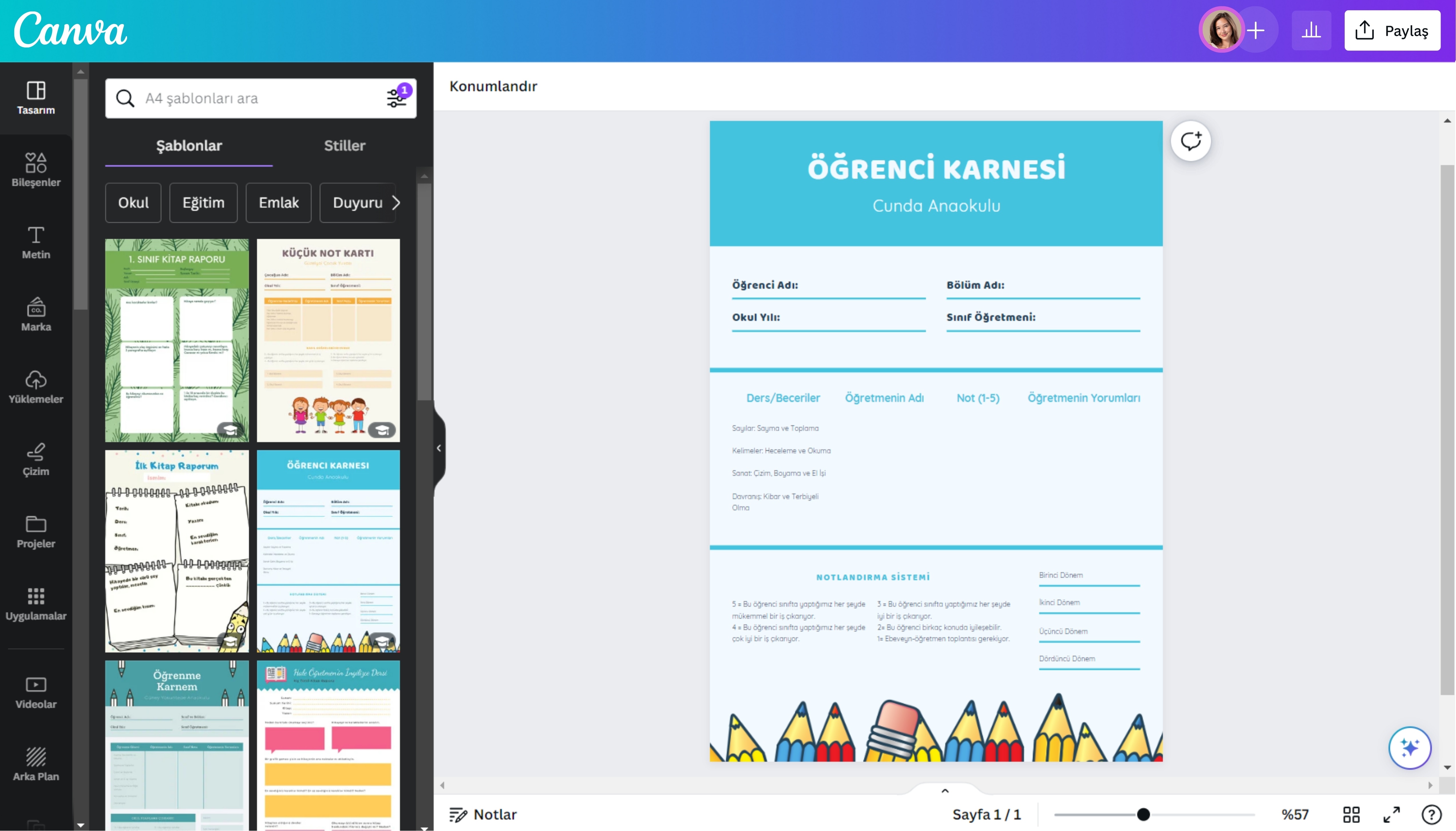 karne olusturma - Canva