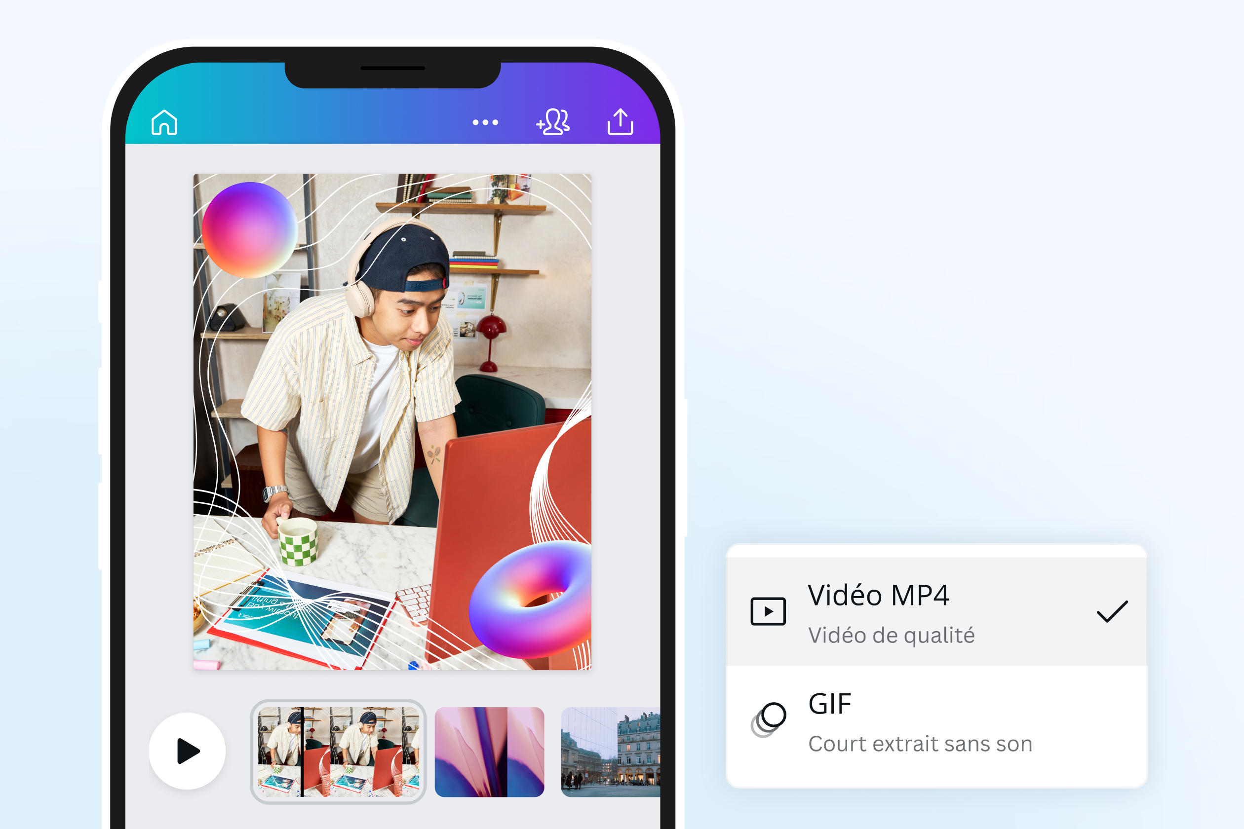 Convertisseur MP4 en cours d’utilisation pour modifier une vidéo sur Canva