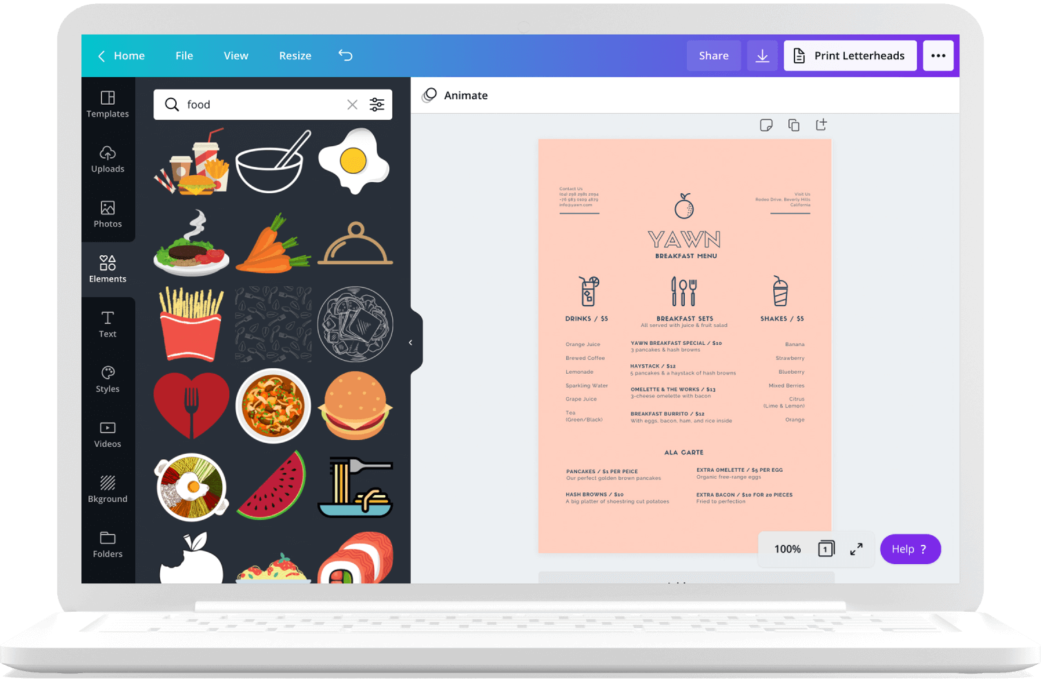 How to design and print your own menus