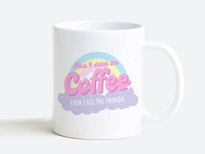 Cute coffee mugs printable stickers. PNG, JPG.