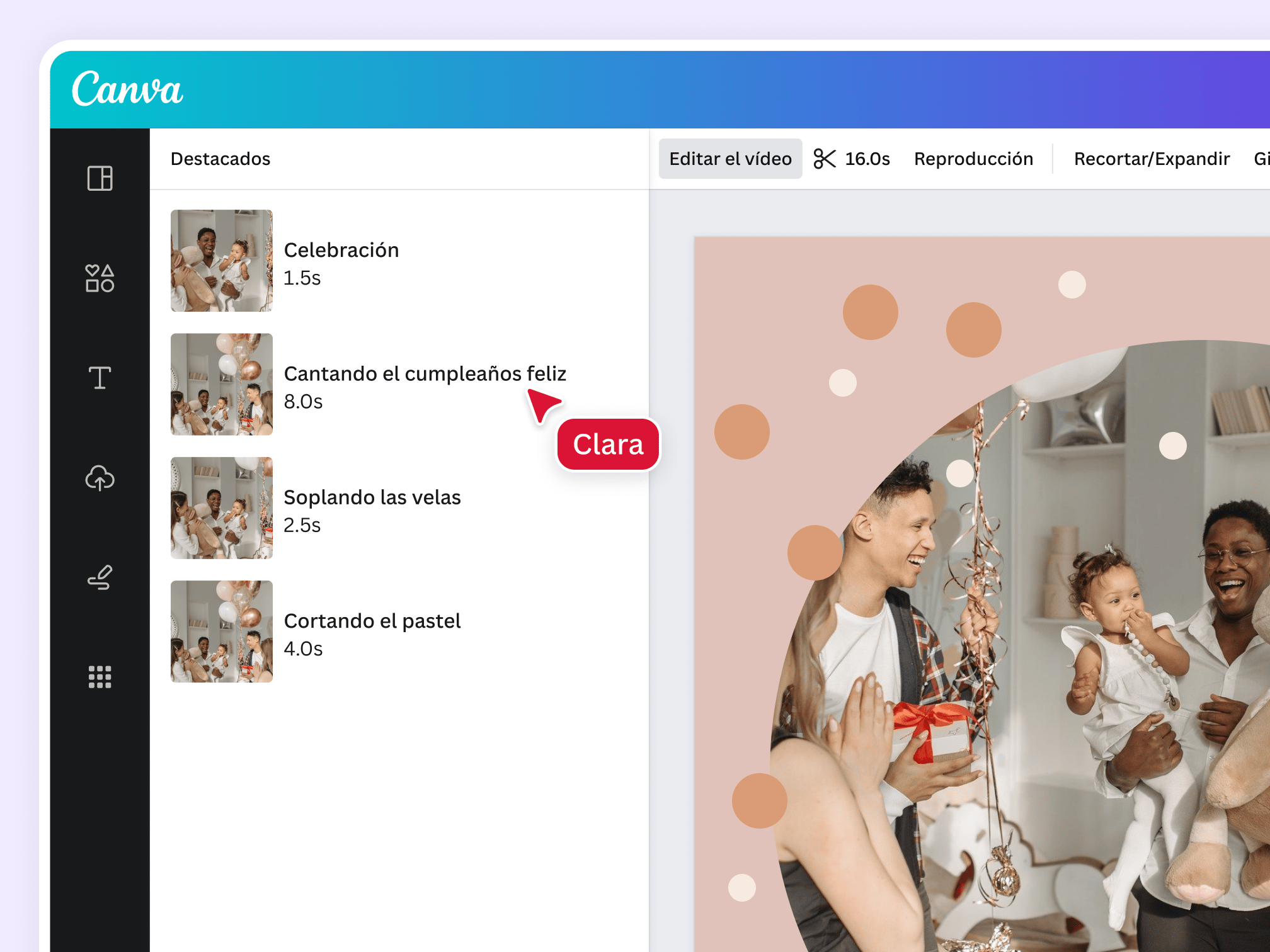 Editor de vídeos online gratis de Canva