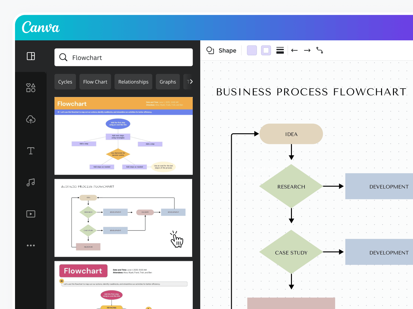 Desenhar linhas, formas, diagramas e muito mais no Canva - Central