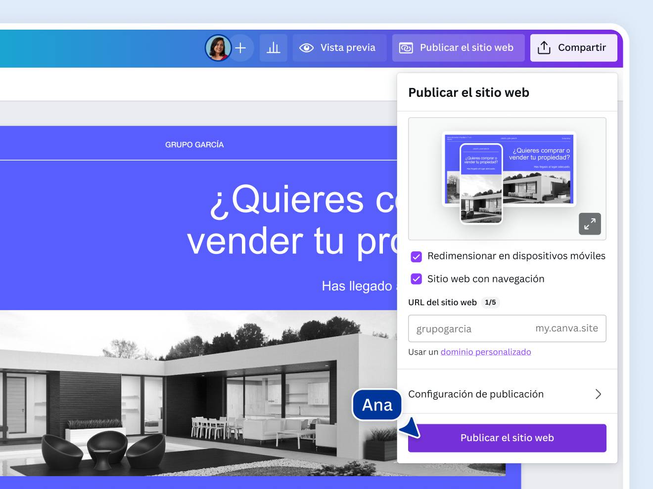 Crea páginas web gratis con Canva