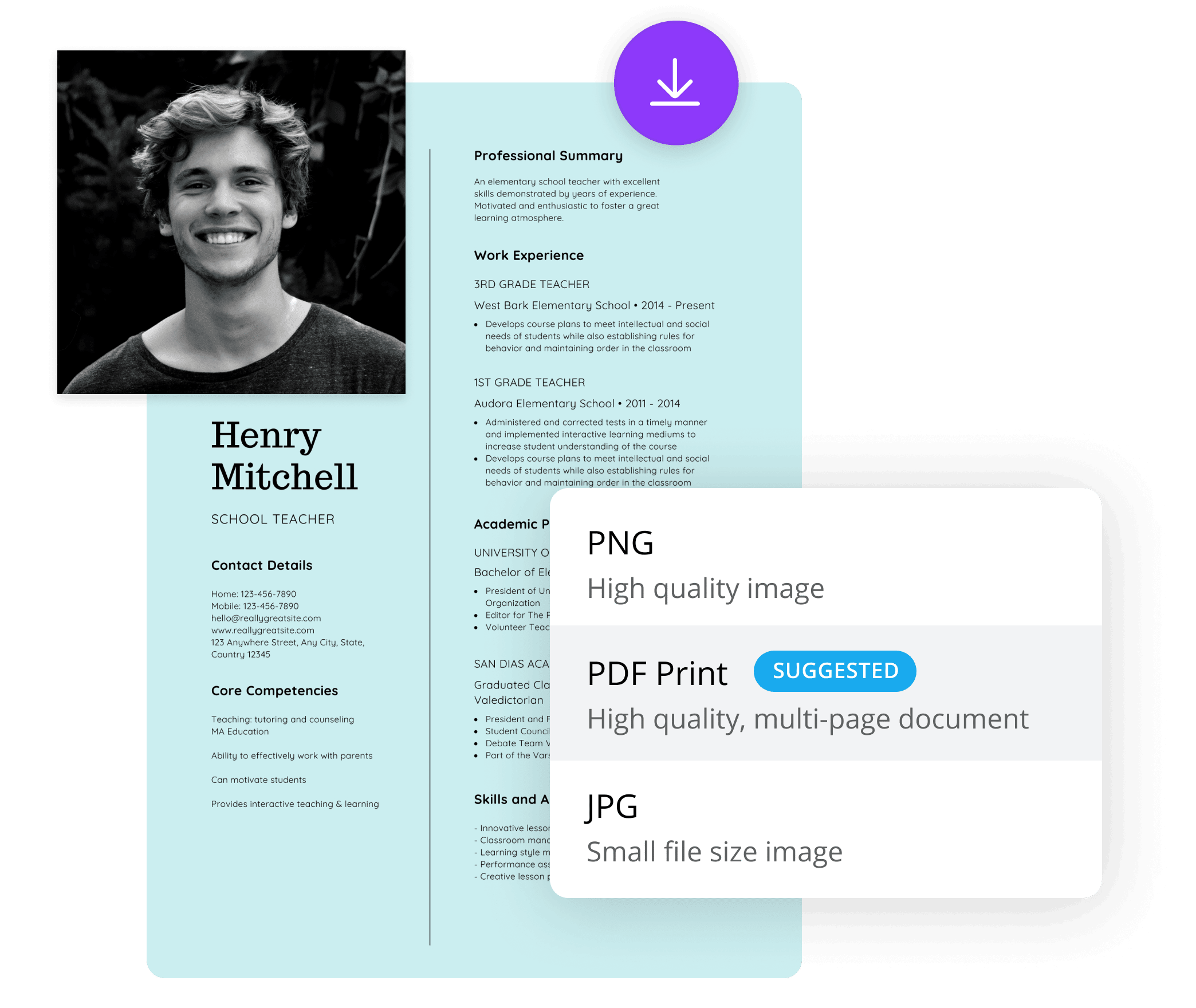 Different download and share options