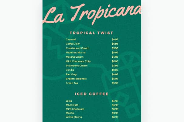 Create a menu in Canva