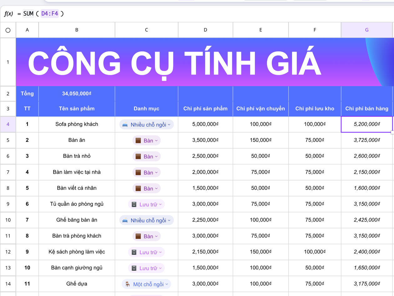 Cập nhật kết quả khi số liệu thay đổi