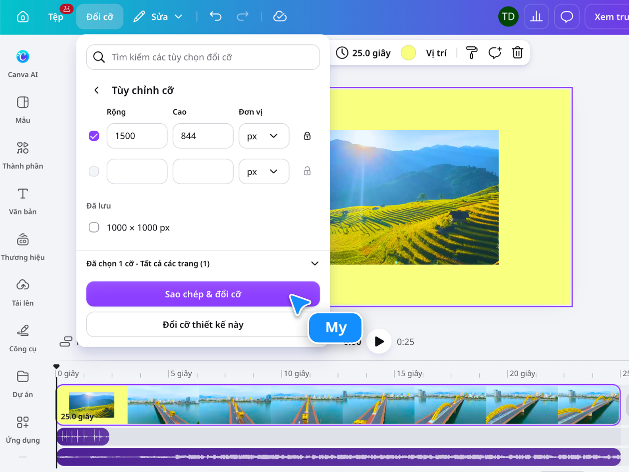 Tải video MP4 720p từ Canva Màn hình tải video MP4 chất lượng 720p trên Canva