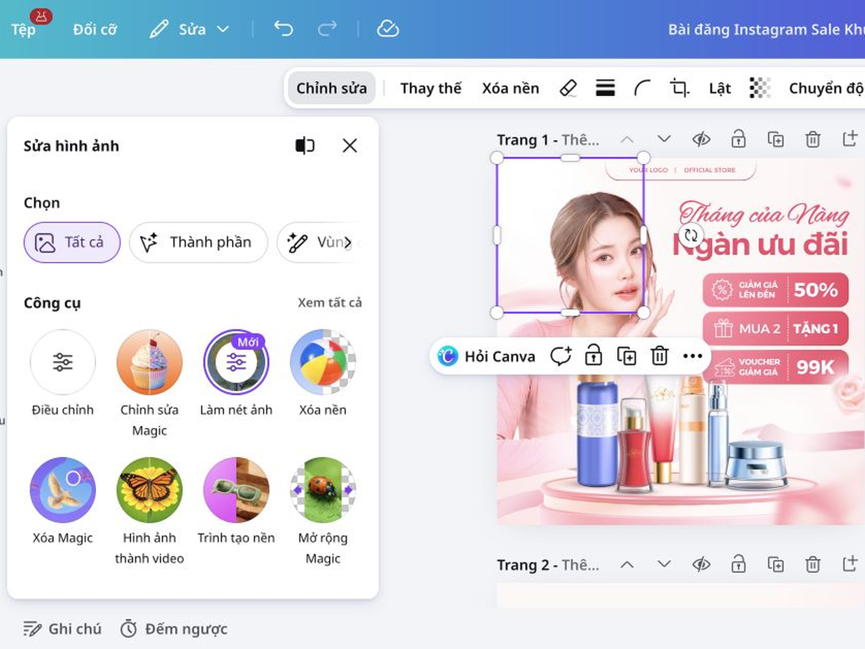 Dùng ảnh đã cải thiện ngay trong thiết kế