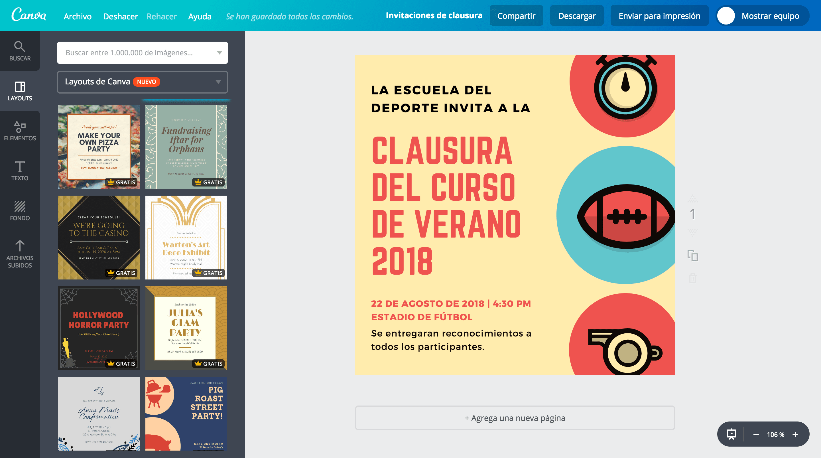 Invitaciones de clausura