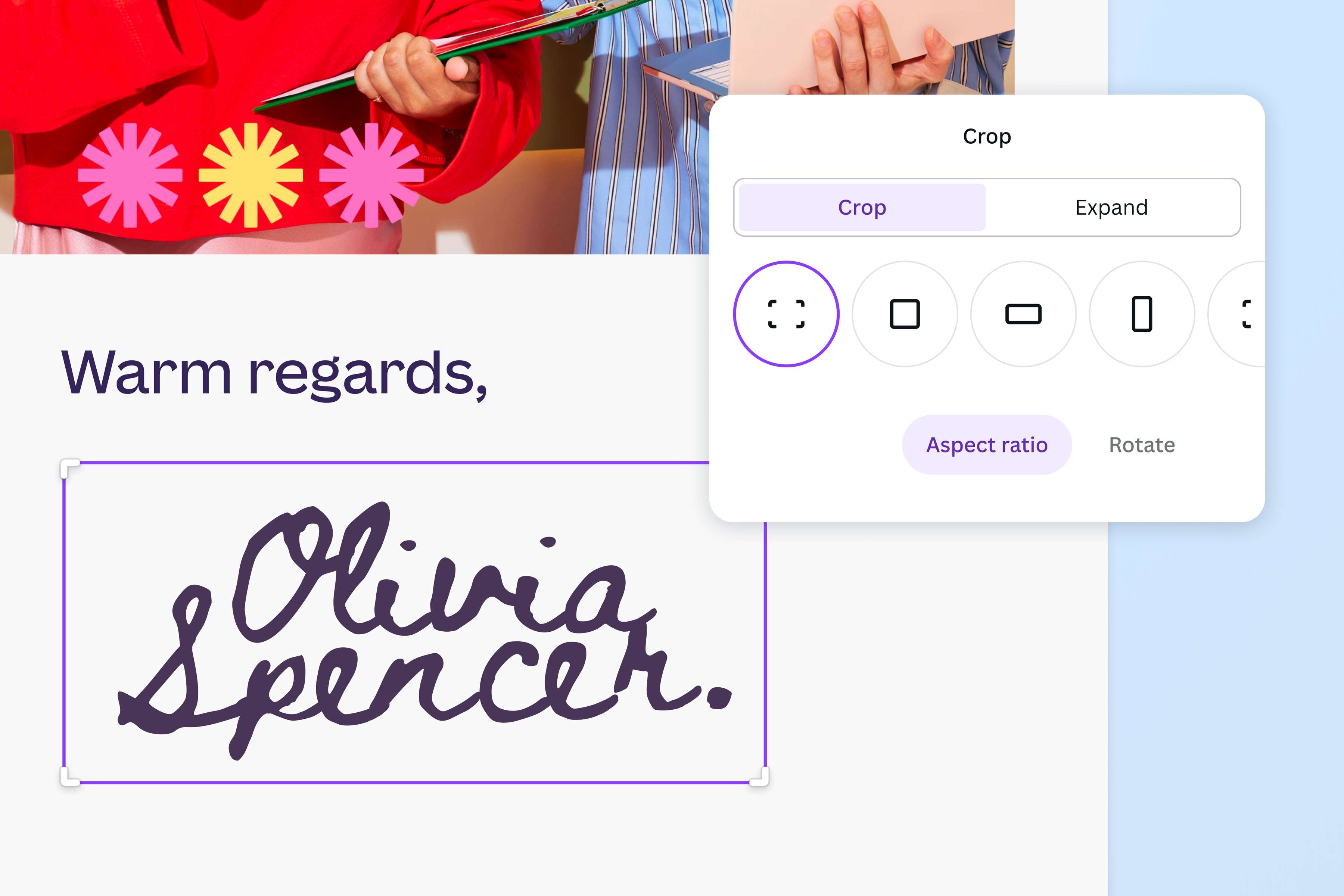 Crop or edit your signature