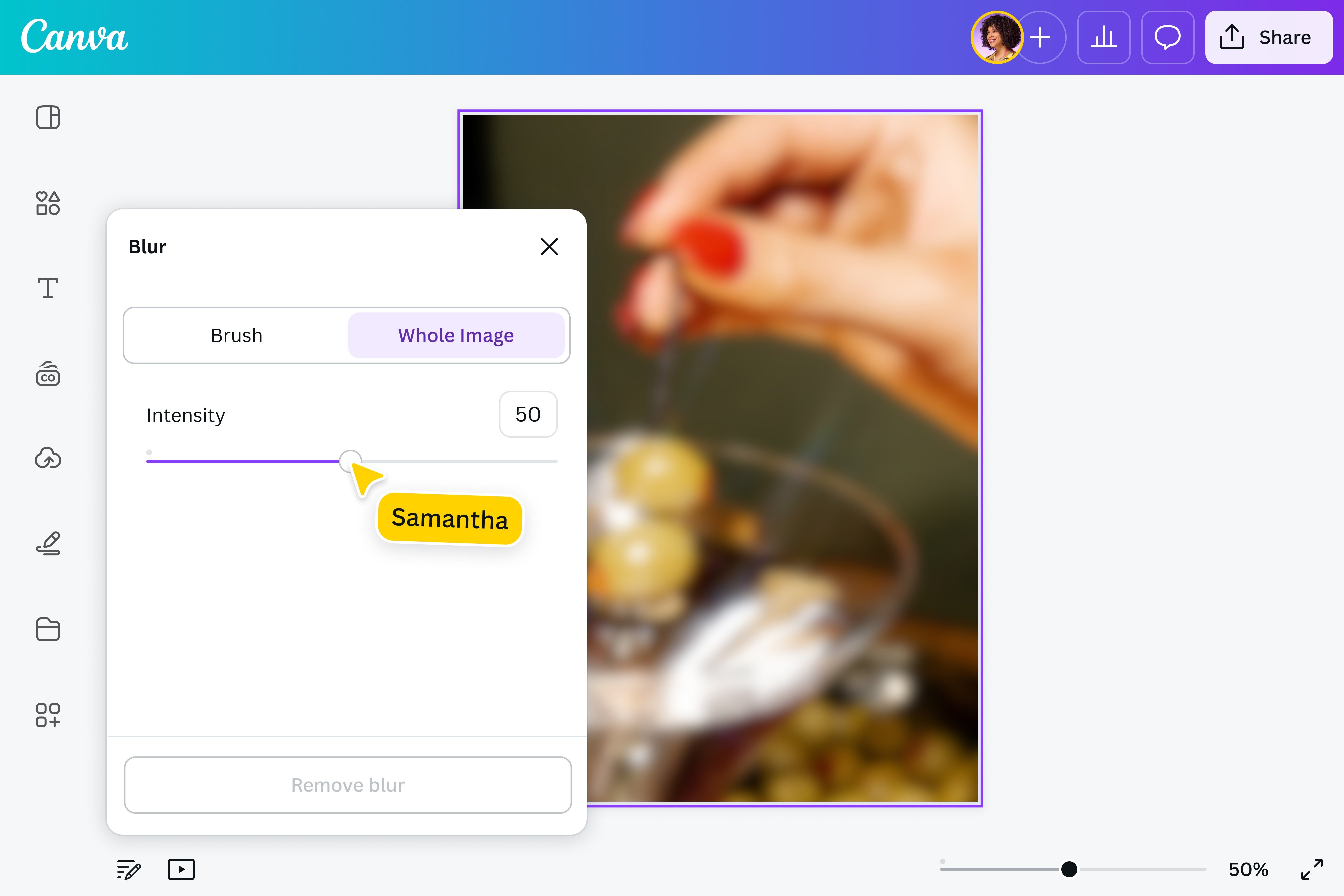 Adjust the blur intensity of your image Adjust the blur intensity of your image