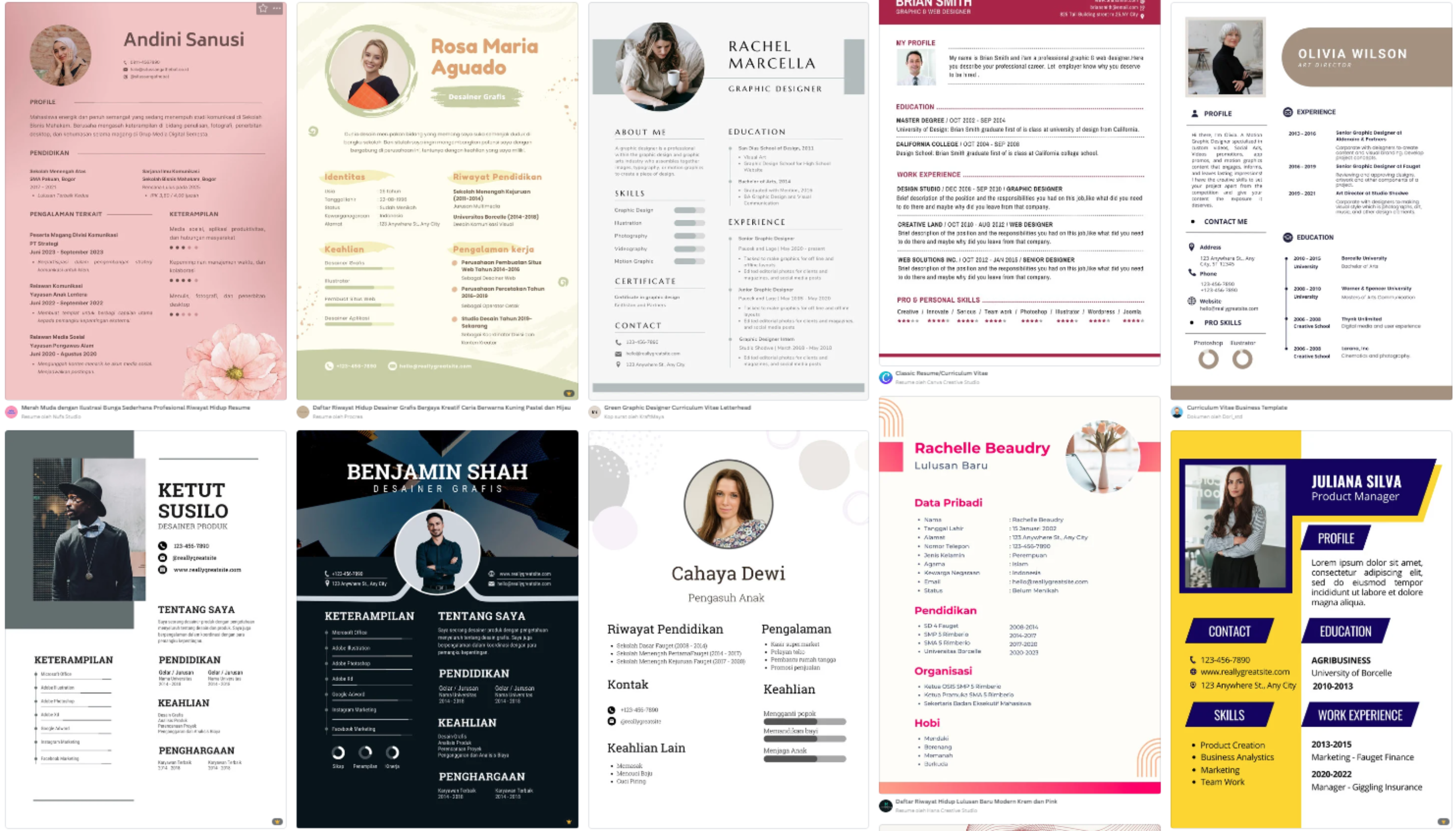 membuat daftar riwayat hidup Canva