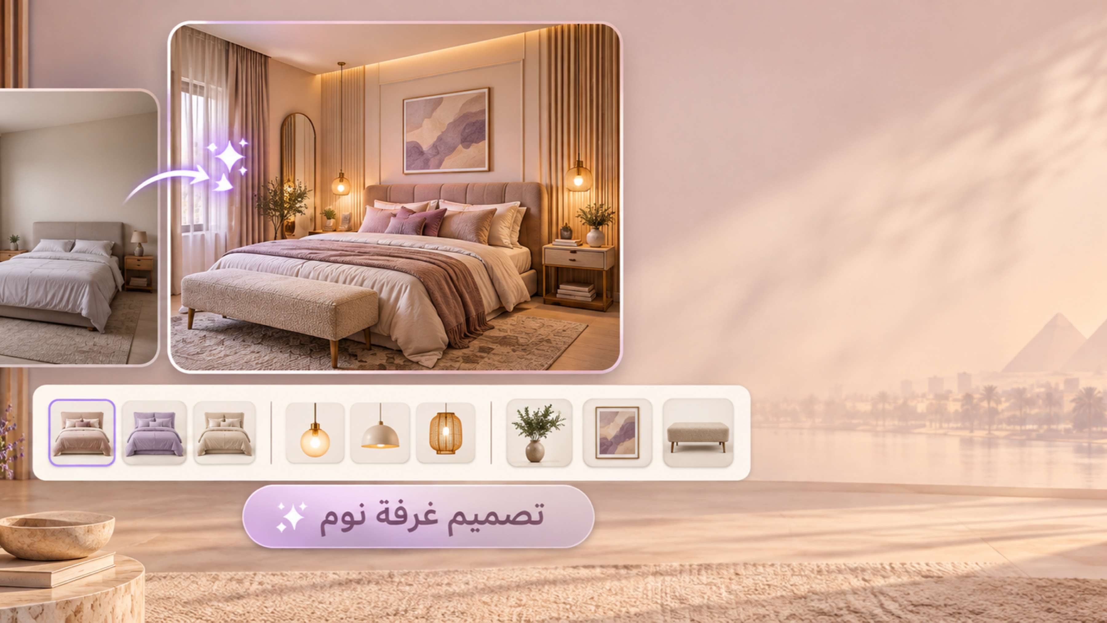 تصميم غرفة نوم بالذكاء الاصطناعي مع معاينة قبل وبعد في Canva