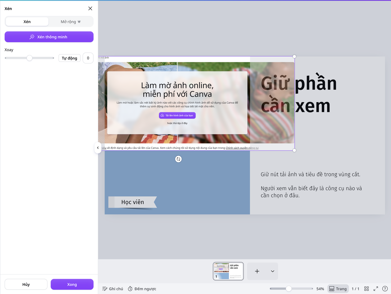 Giữ phần màn hình cần người xem chú ý