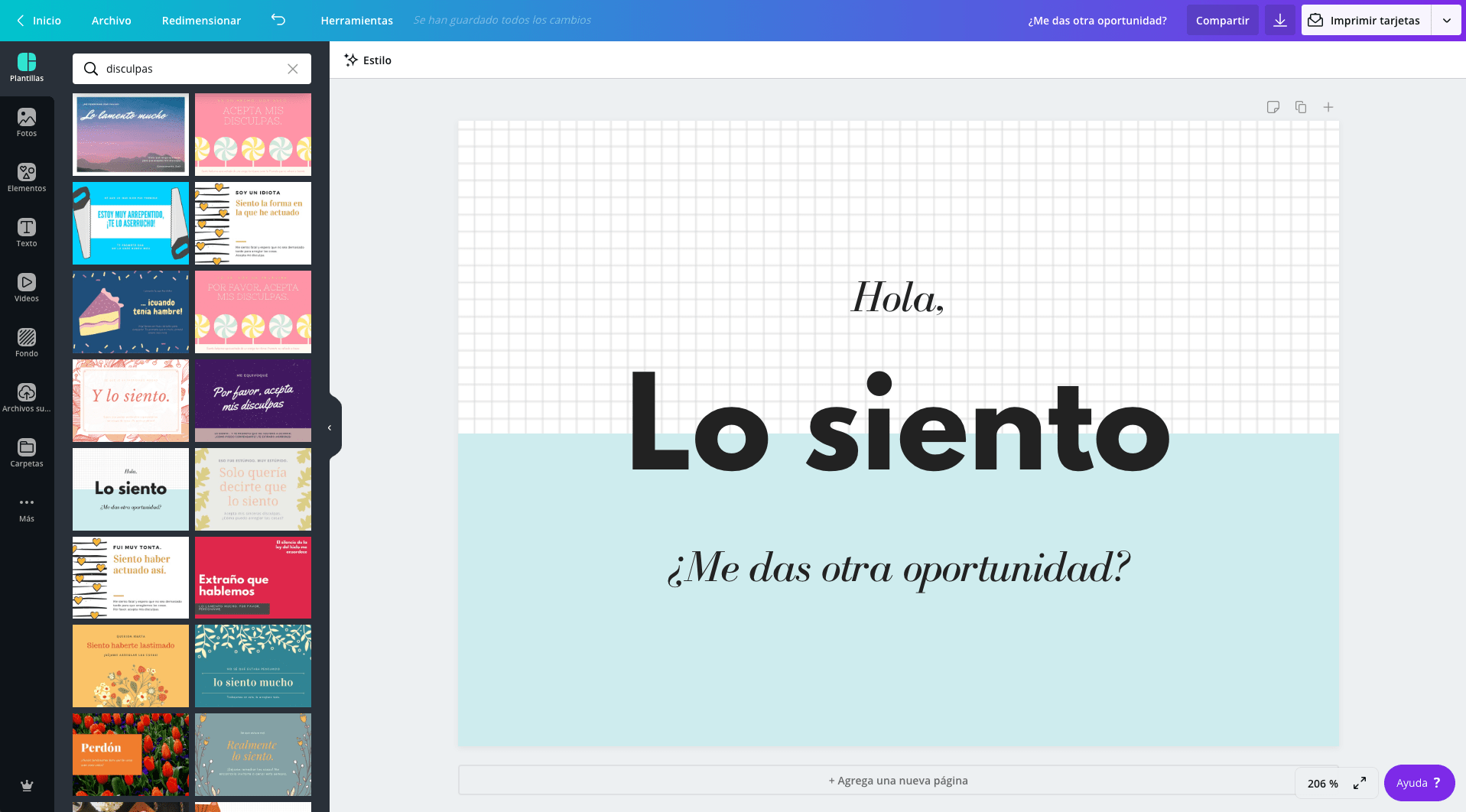 Tarjetas de disculpas