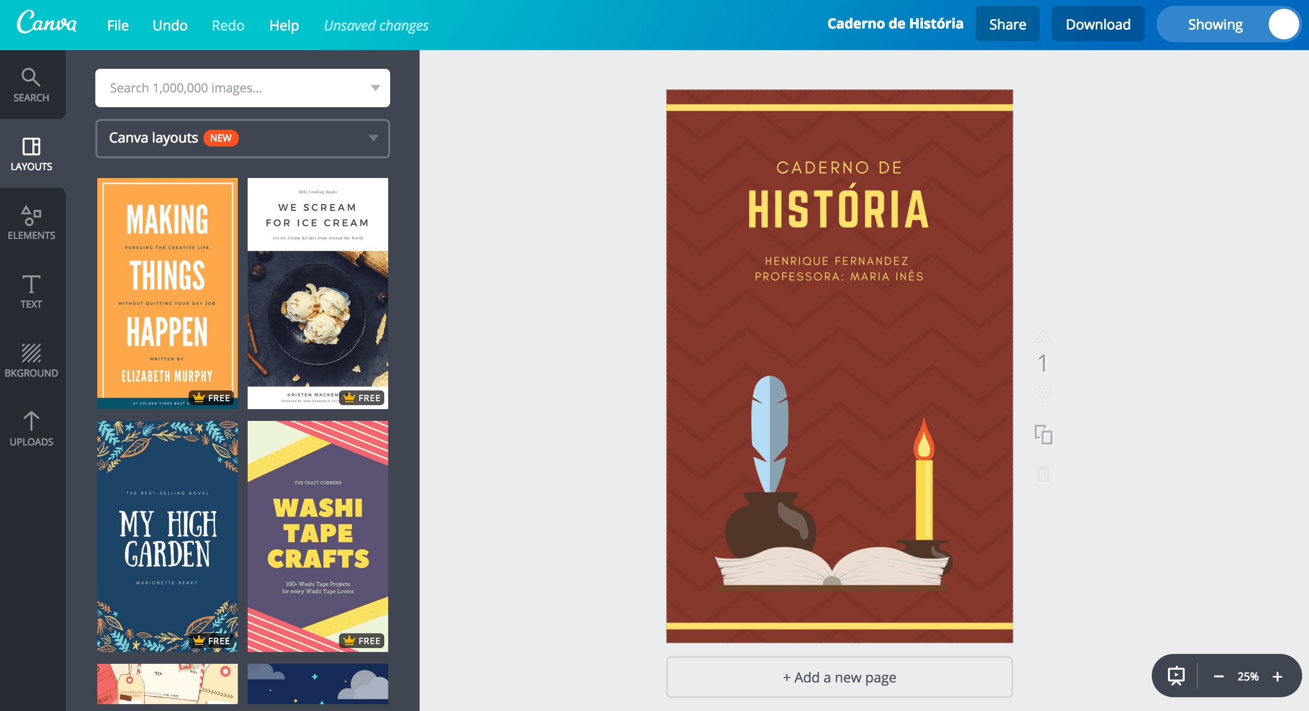 Capa para caderno de história Capa para caderno de história