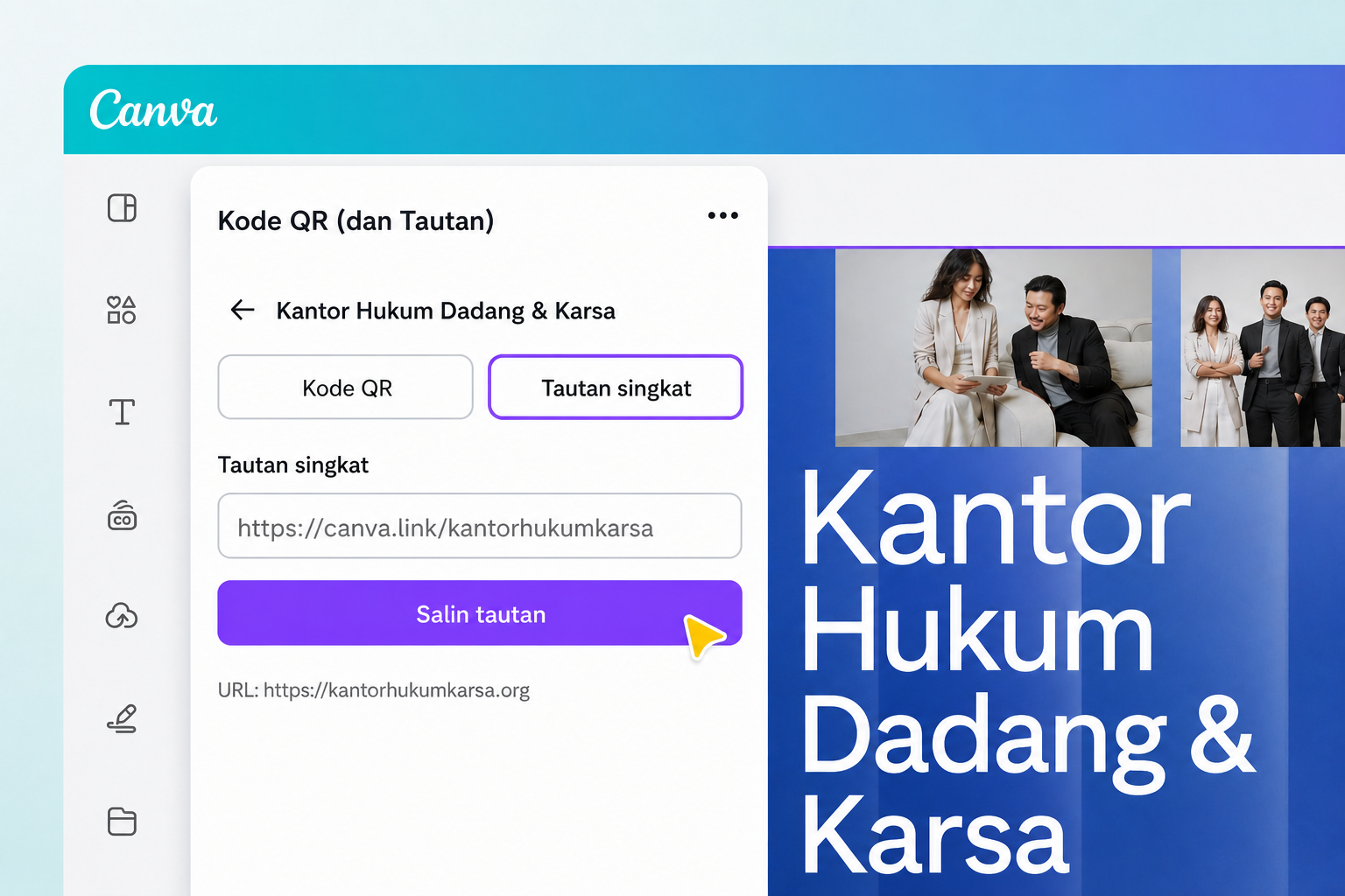 Memendekkan Link di Canva